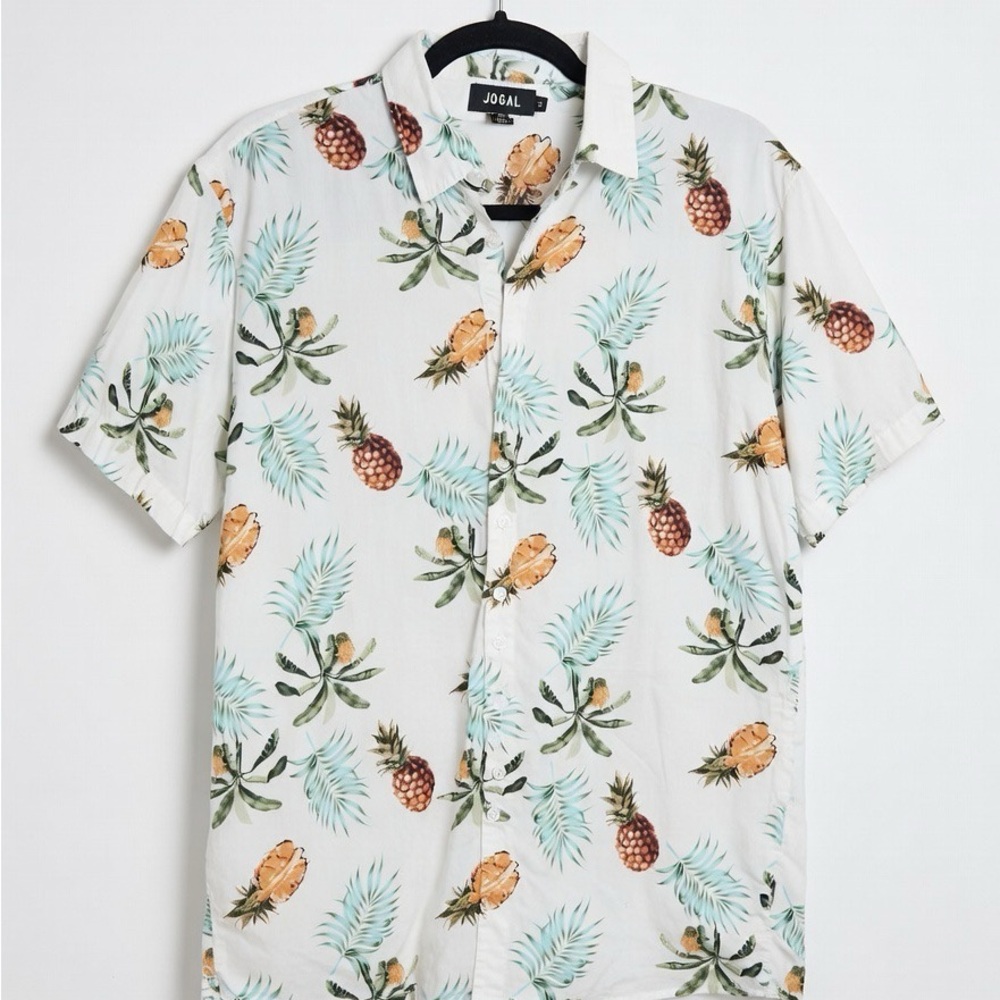 Men's Tropical Print Shirt - White